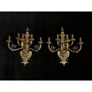 Pair Of Bronze Sconces, Napoleon III