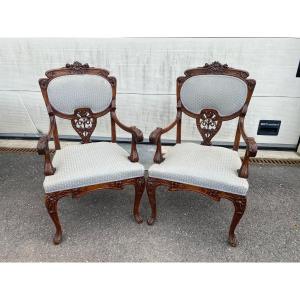 Pair Of Art Nouveau Style Armchairs 