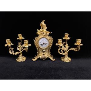 Mantel Clock With Candlesticks