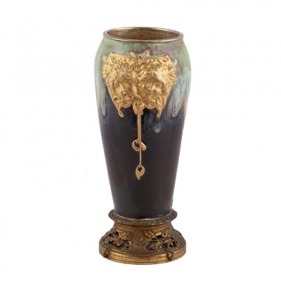 A Porcelain And Bronze Vase By Paul-francois Louchet