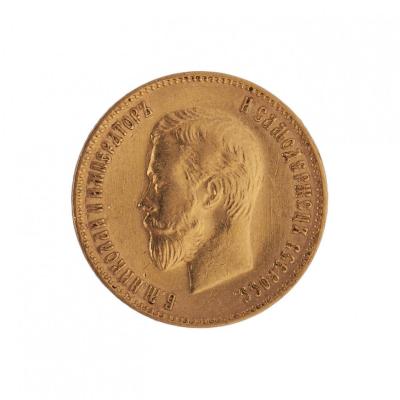 Gold 10 Rubles Coin Of Nikolai II Portrait Russia 1902 