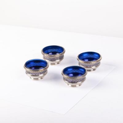 Silver And Glass French Salt Bowls 4pcs