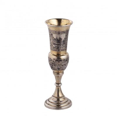 A Russian Silver And Niello Champagne Flute