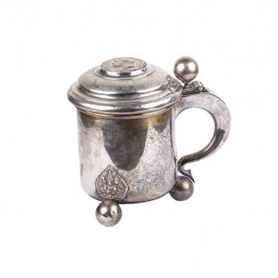 Massive Silver Mug With Coin Cast In Sweden 1889
