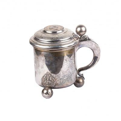 Tasse En Argent Massif Avec Pièce Coulée En Suède 1889