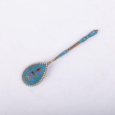 Russian Silver And Enamel Tea Spoon, Gustav Klingert