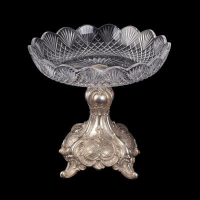 Beautiful Silver And Glass Vase In Baroque Style