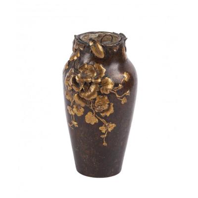 A Beautiful Gilt Bronze Vase By Frederic Debon