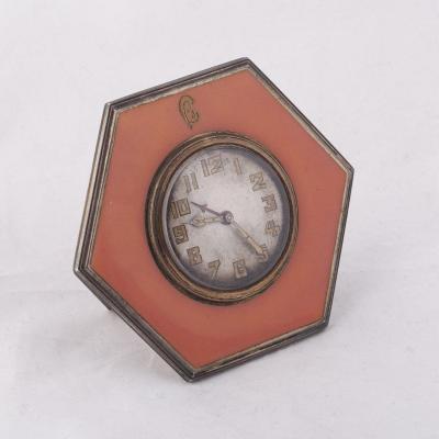 Silver And Enamel Table Clock