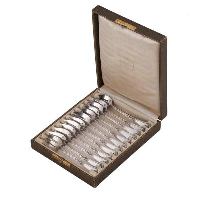 12 French Silver Oyster Forks