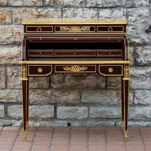 Paul Sormani (1817-1866):  Cylinder Mahogany Writing Desk