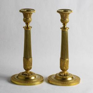 A Pair Of Gilt Bronze Candlesticks