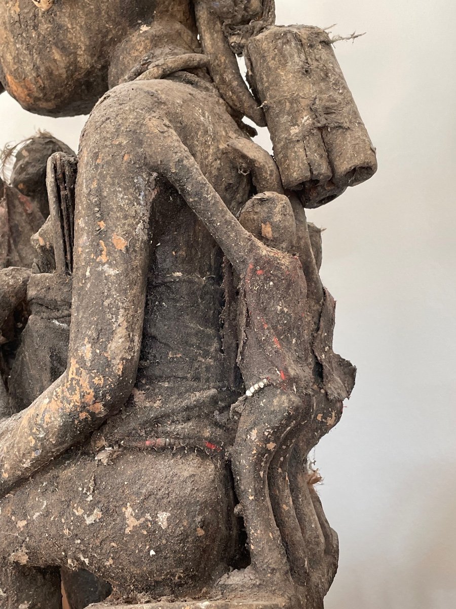 Nigeria. Nago Altar Statue In Carved Wood, Fabric, Necklace, Metals, Representing A Woman.-photo-1