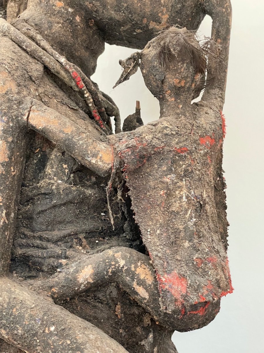 Nigeria. Nago Altar Statue In Carved Wood, Fabric, Necklace, Metals, Representing A Woman.-photo-6
