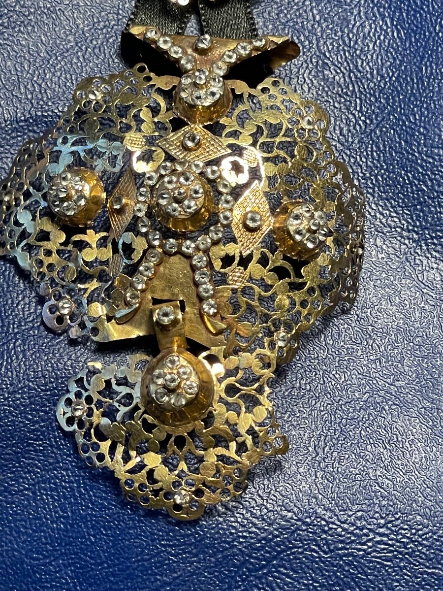 Rouen Cross And Its Coulant. Gold And Rhinestones. XVIII-photo-3