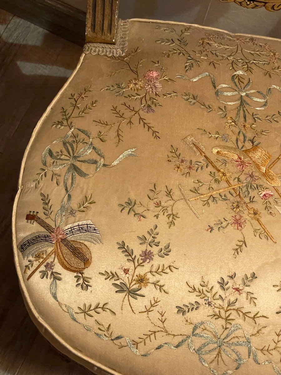 Chair D Apparat XIX Superb Embroidery Allegory Gardening-photo-2