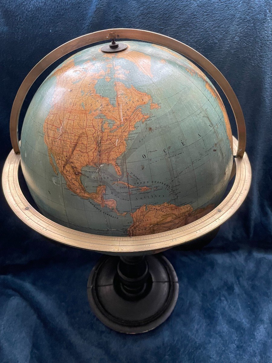 Globe Terrestre Par Vivien De Saint Martin Avec Cercles Laiton-photo-5