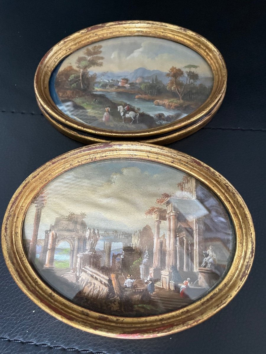 Watercolor Pair D After Hubert Robert