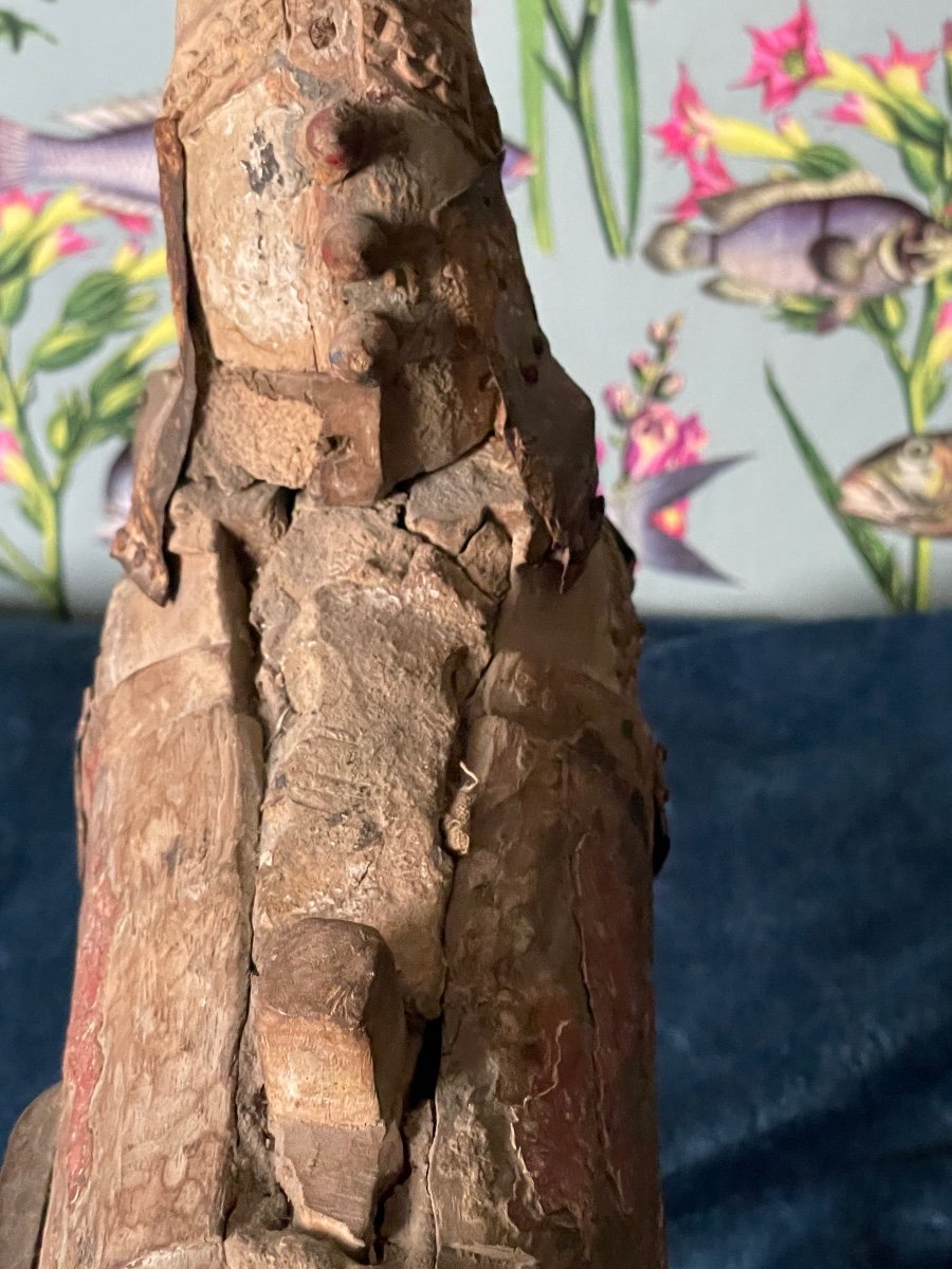 Old Polychrome Carved Wood Horse-photo-4