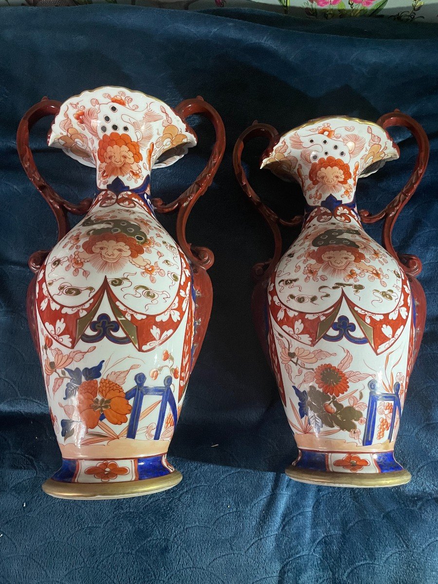Paire De Vases En Bayeux Décor Imari époque Fin 19ème