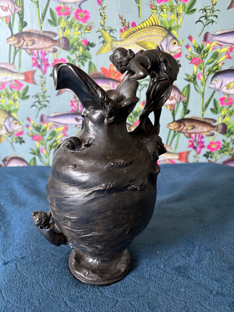Pichet Art Nouveau Décor Naïade Nymphe Femmes Nues -photo-2