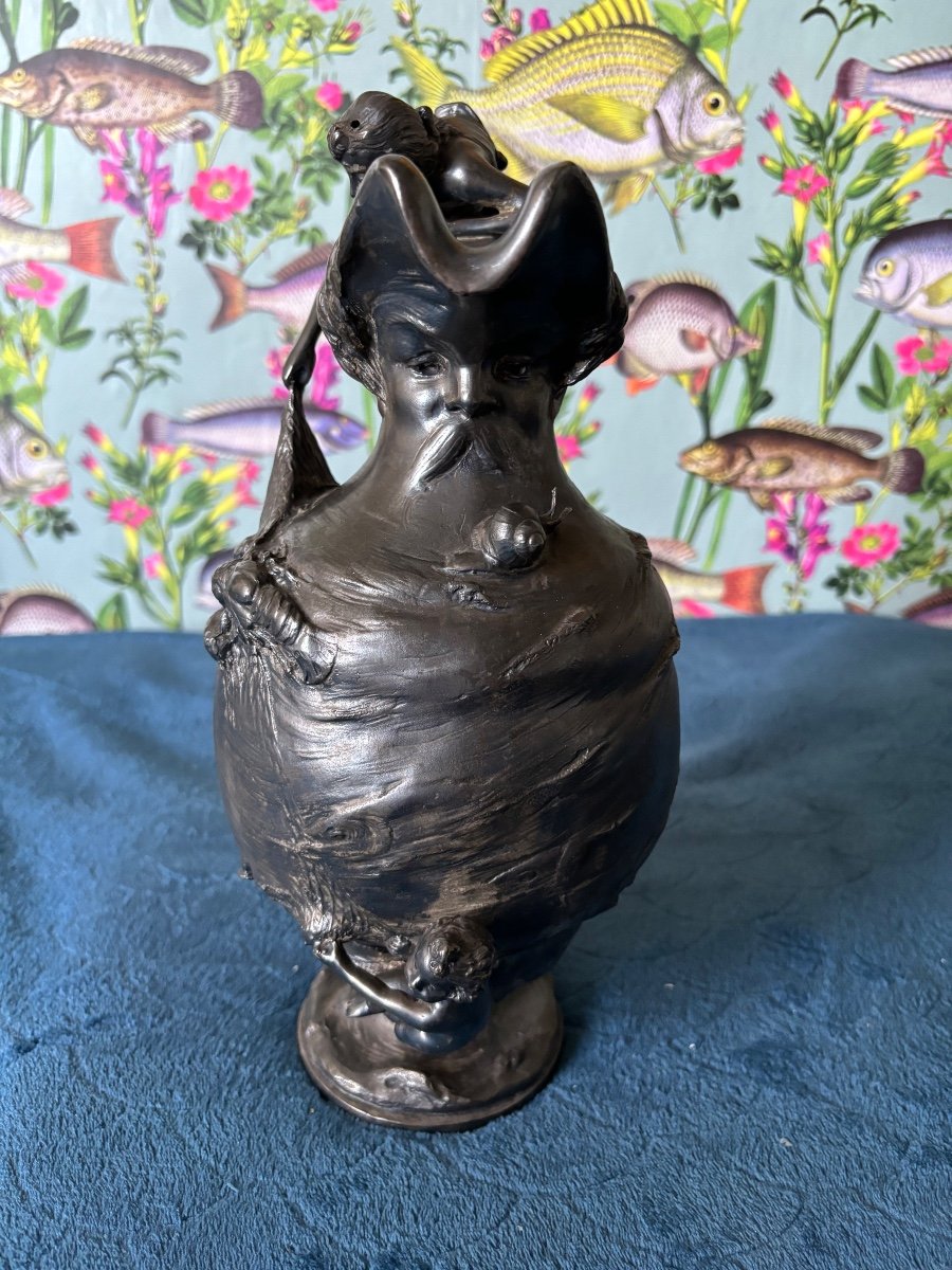 Pichet Art Nouveau Décor Naïade Nymphe Femmes Nues -photo-3