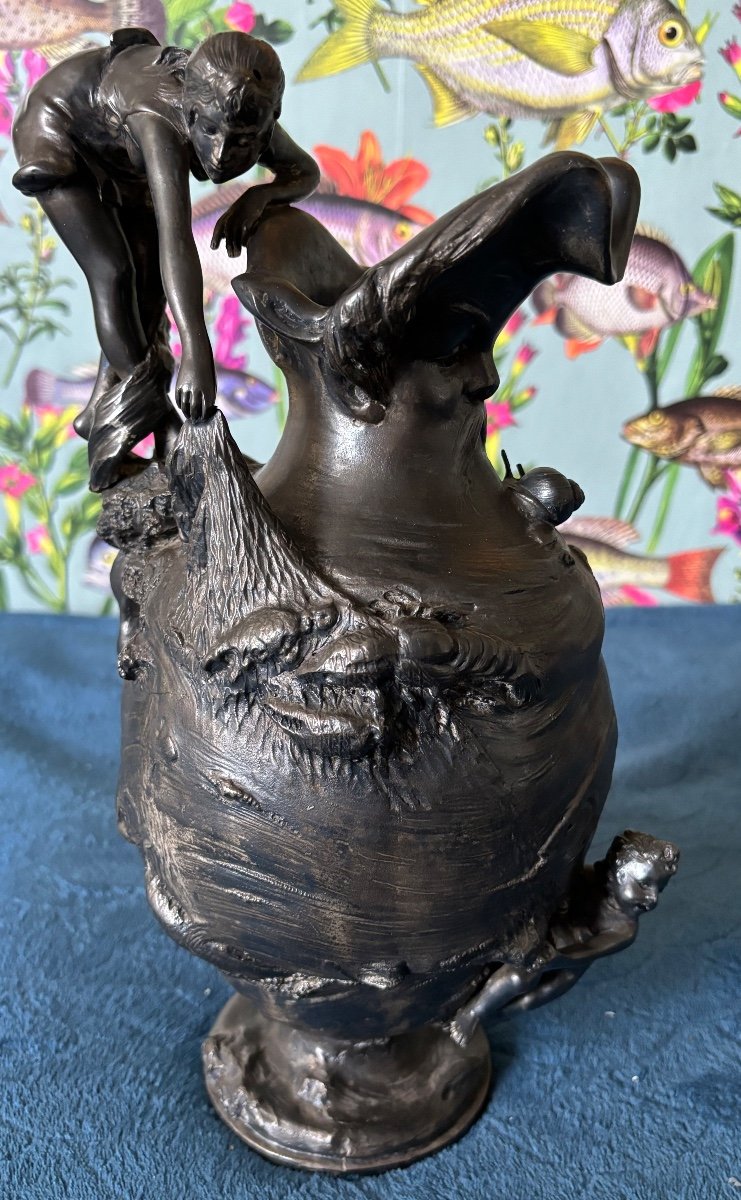 Pichet Art Nouveau Décor Naïade Nymphe Femmes Nues 
