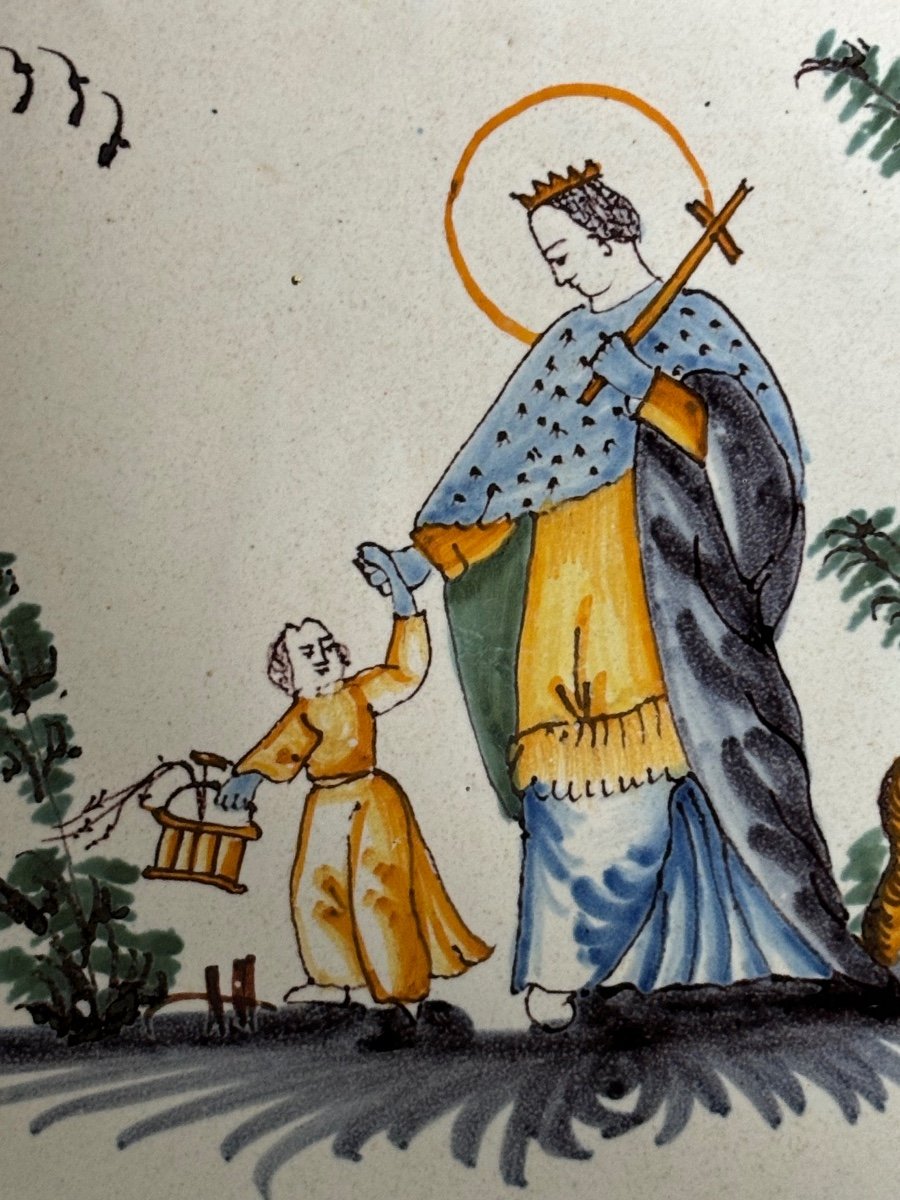 Faience De Nevers Saladier Patronymique Jeanne Chives d'Epoque XVIIIéme Siecle-photo-3