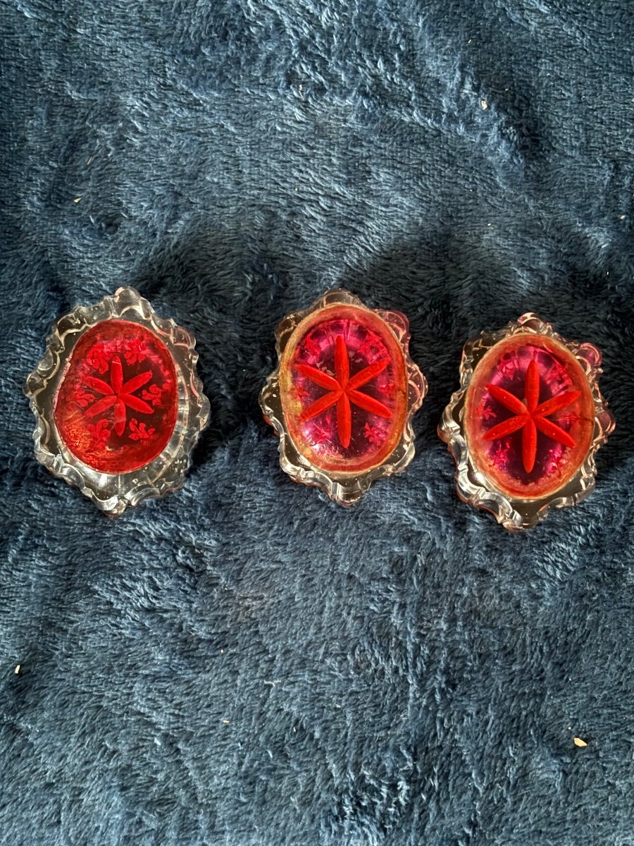 Trois Salières En Verre Avec Fleurs, Fin Du XVIIIe Siècle-photo-1