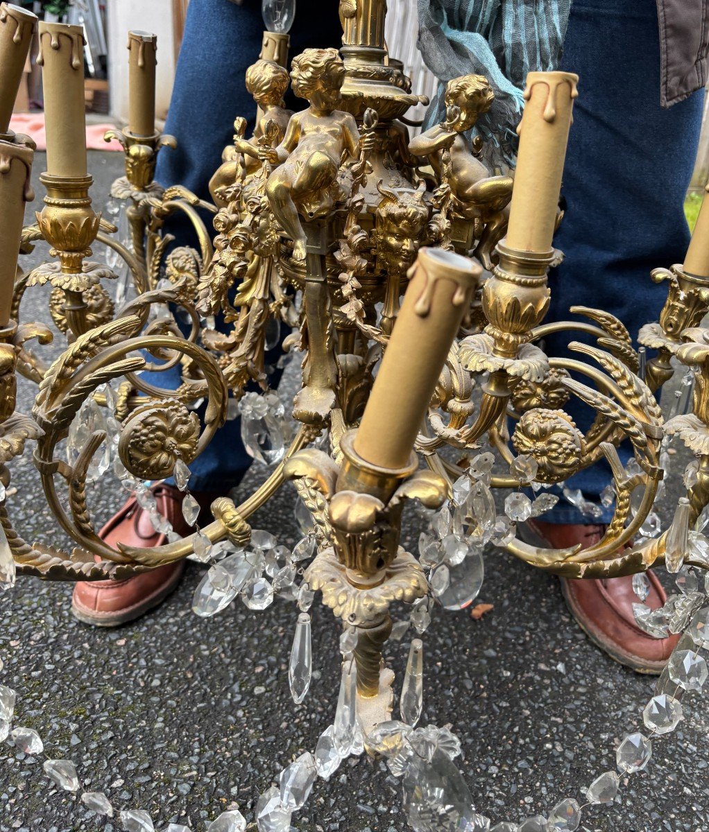 Bronze Chandelier With 4 Putti With 3 Lights 12 Lights  -photo-1