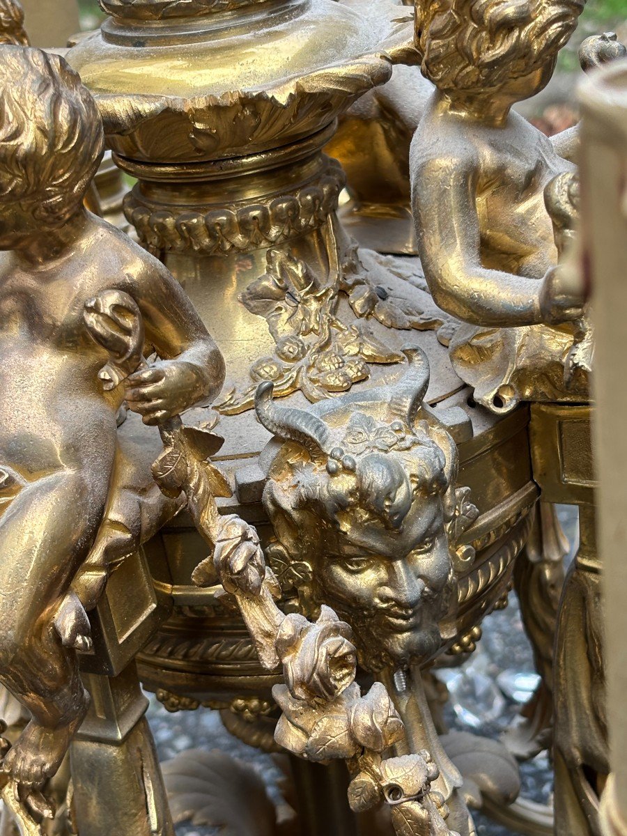 Bronze Chandelier With 4 Putti With 3 Lights 12 Lights  -photo-3