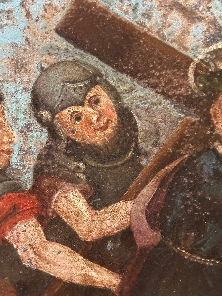 Oil On Metal Panel Christ-photo-2