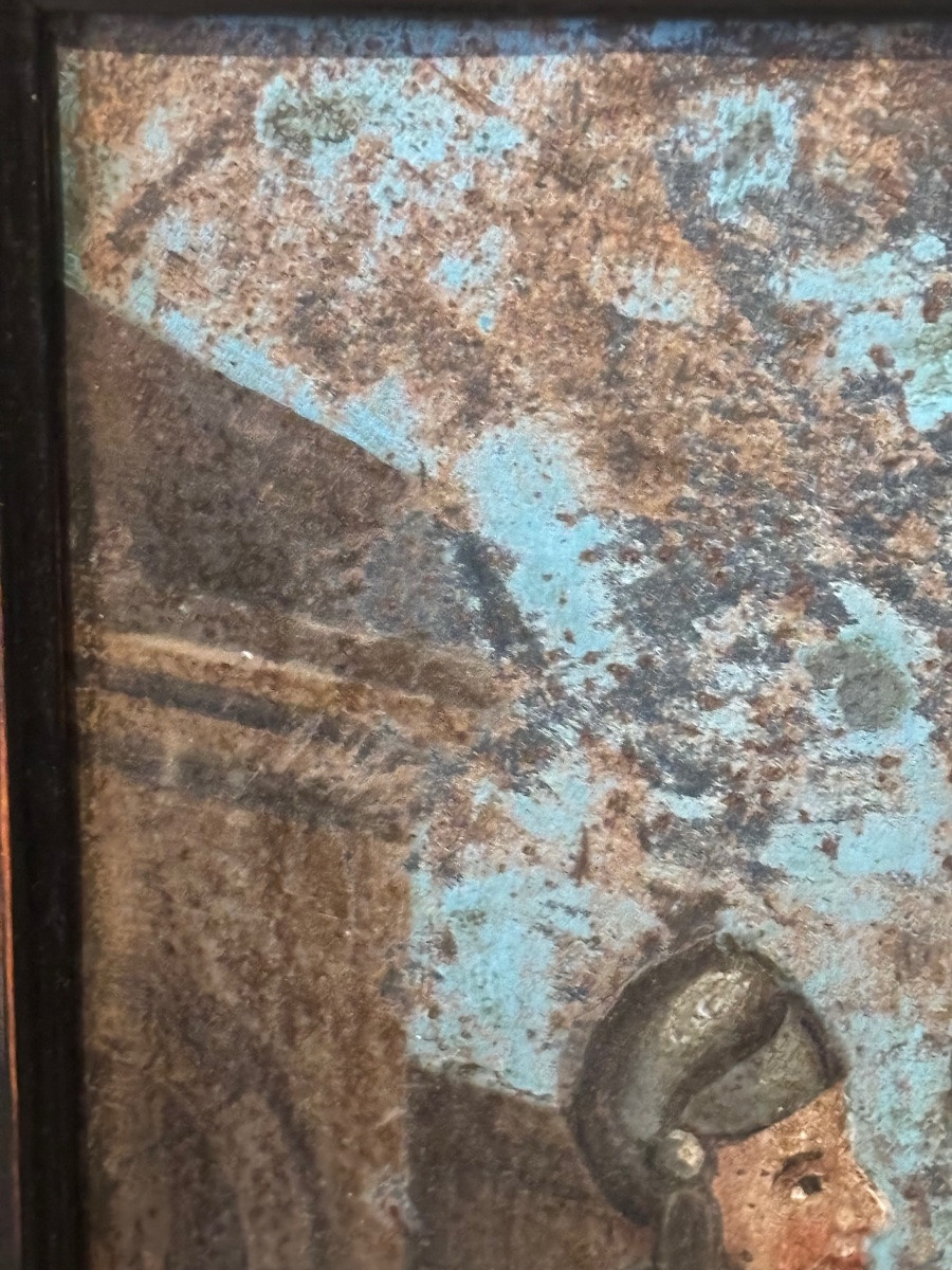 Oil On Metal Panel Christ-photo-6