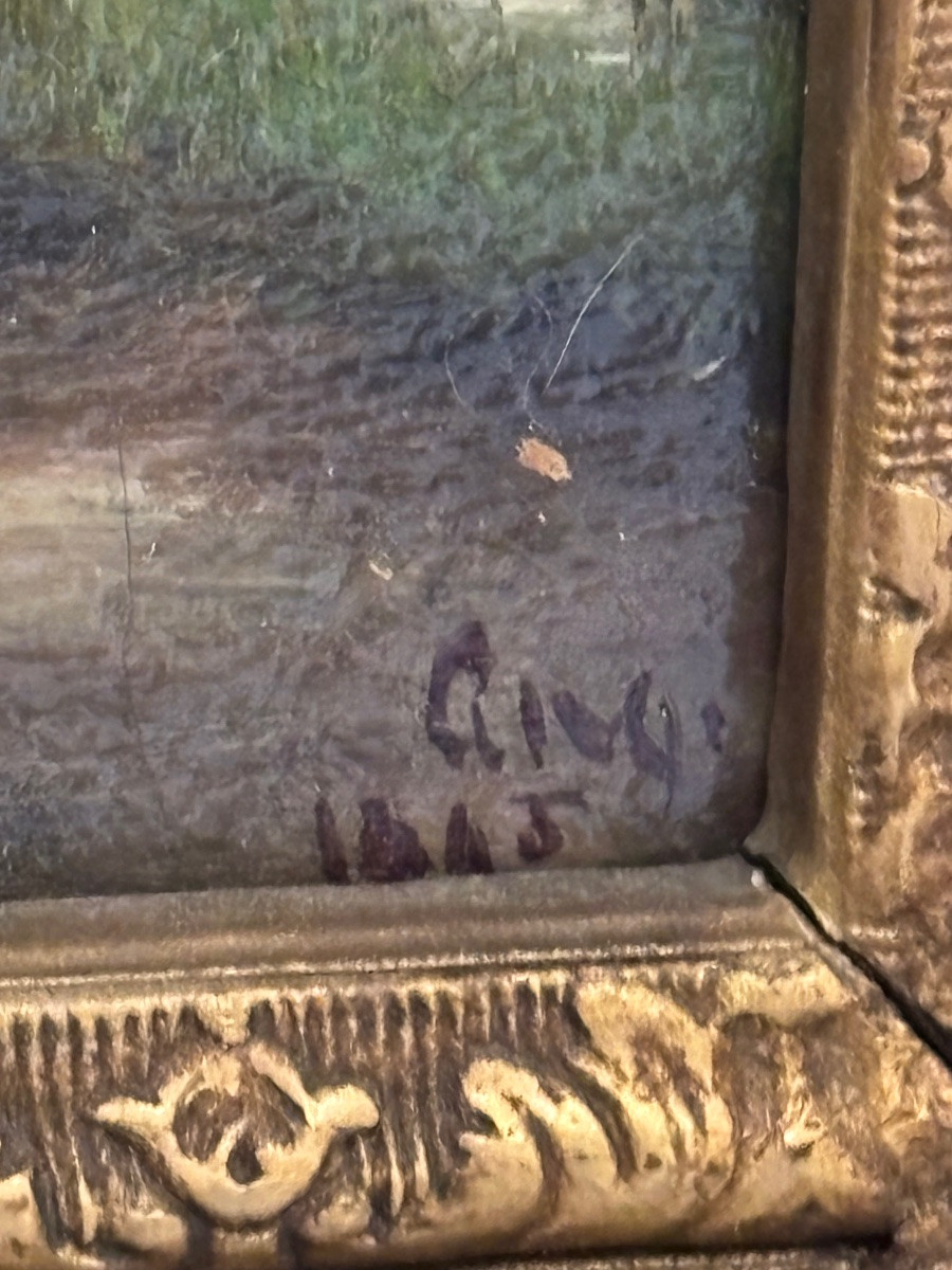 Huile sur toile « vache dans un pré » C J VOS-photo-4