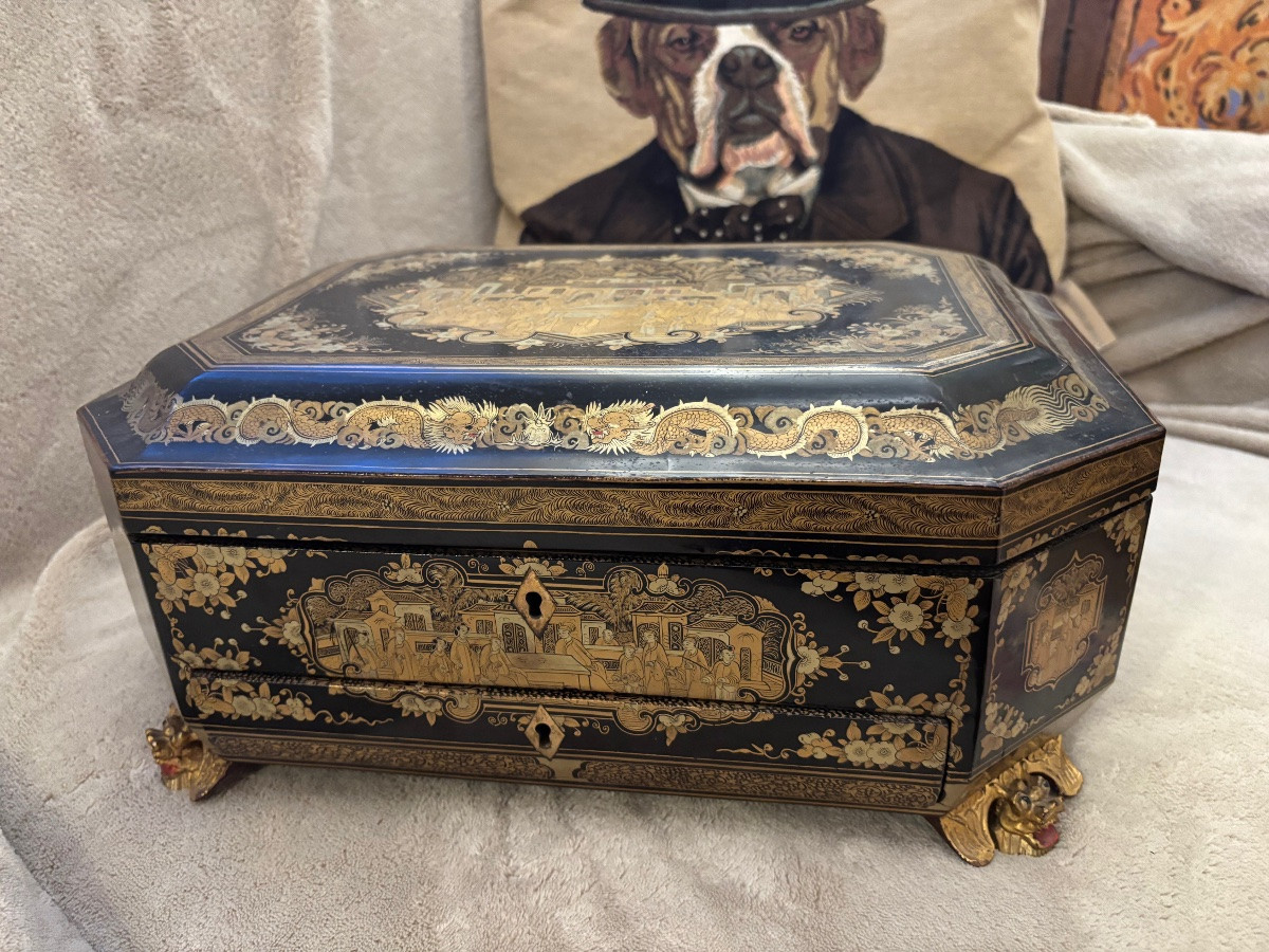 Necessary Box For Lacquered Decoration China Scene Napoleon III Period-photo-2