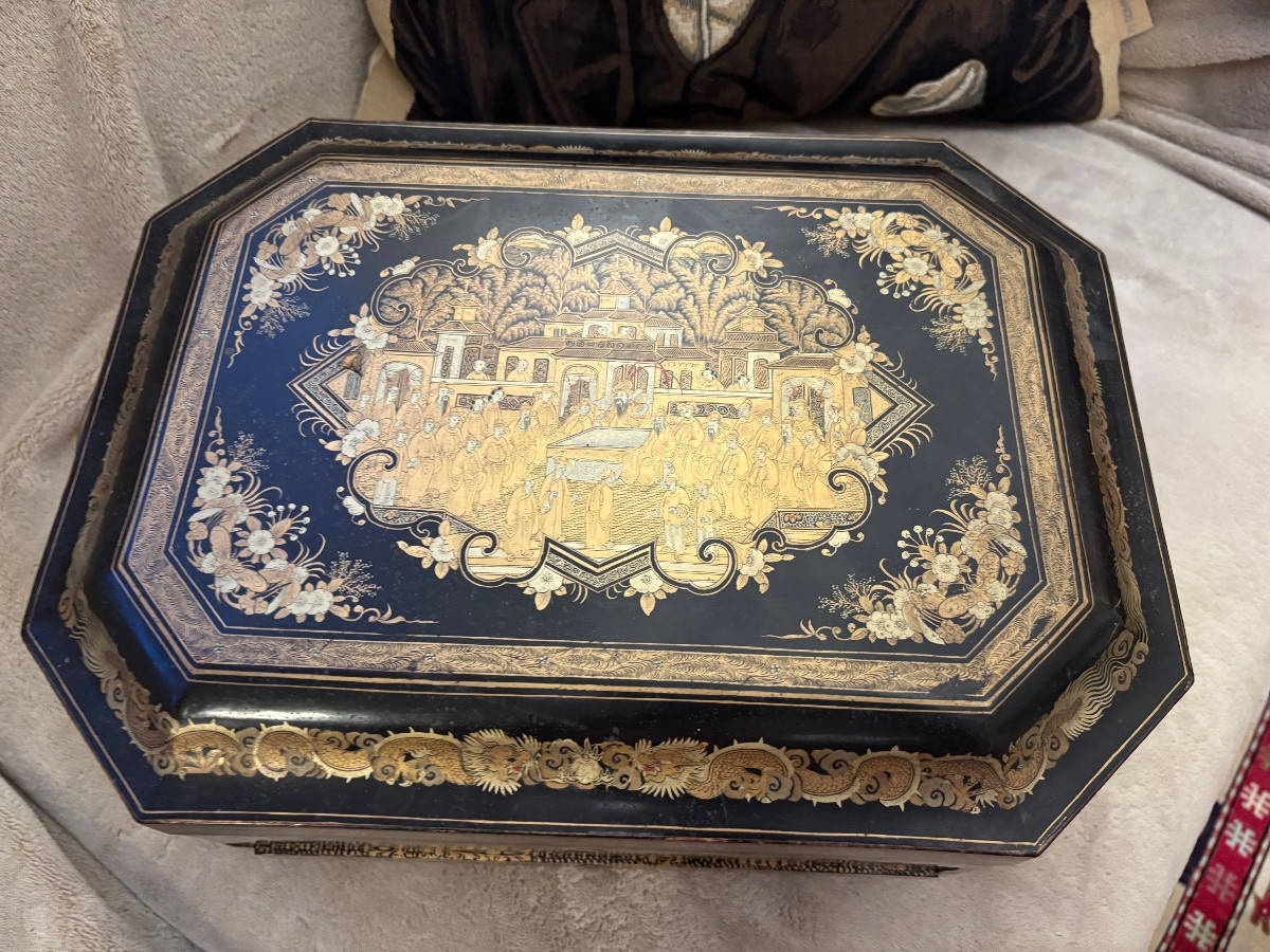 Necessary Box For Lacquered Decoration China Scene Napoleon III Period-photo-3