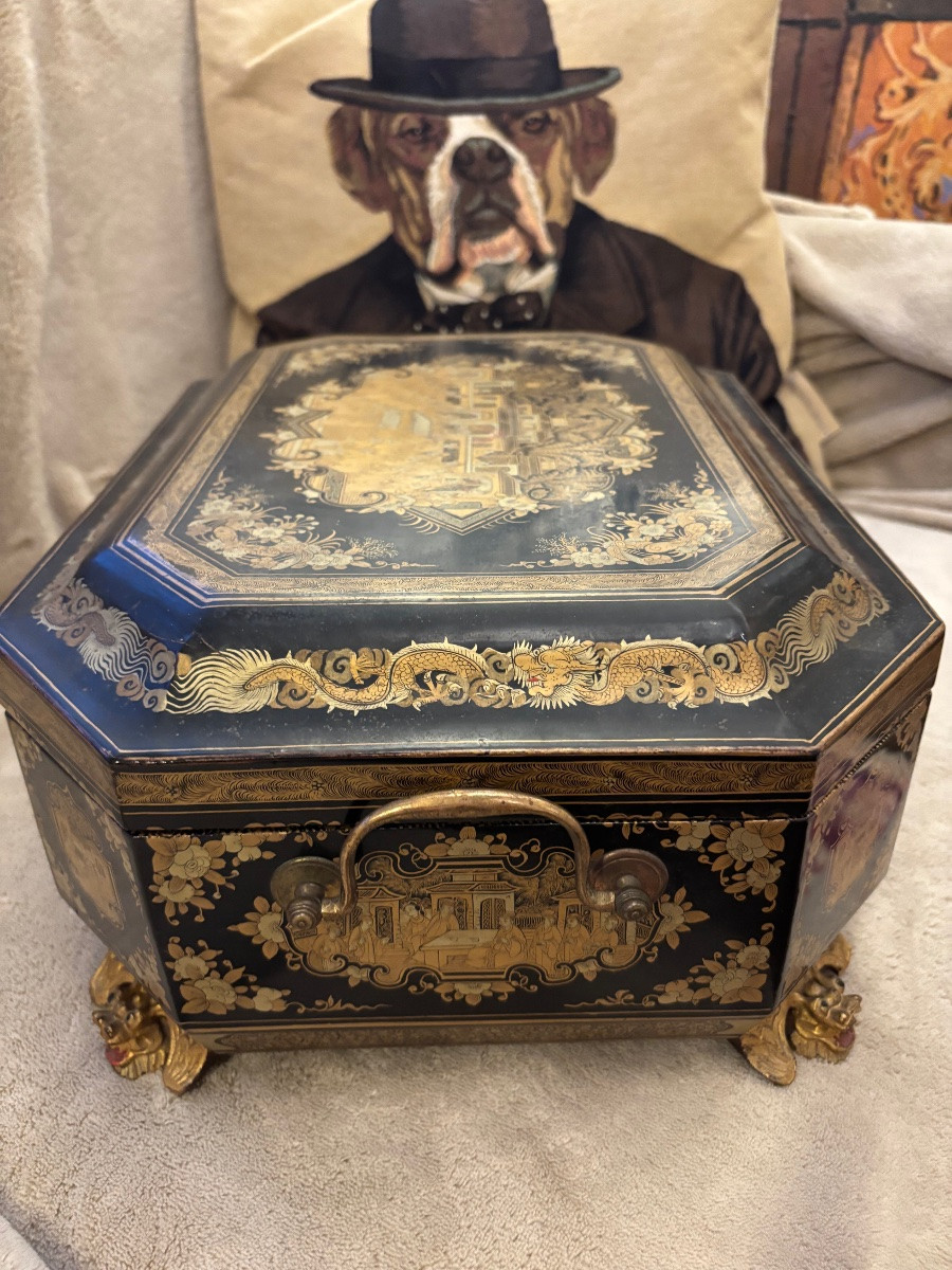 Necessary Box For Lacquered Decoration China Scene Napoleon III Period-photo-4
