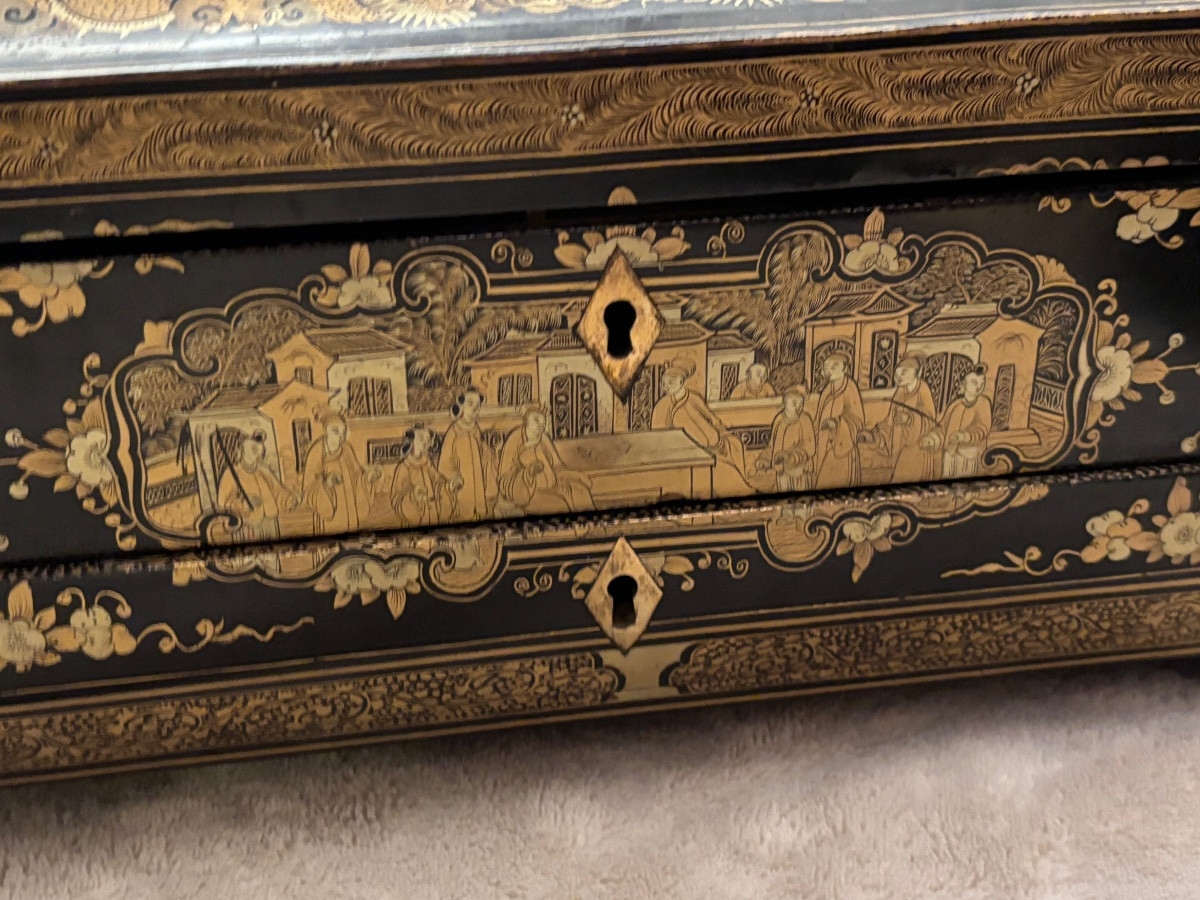 Necessary Box For Lacquered Decoration China Scene Napoleon III Period-photo-8