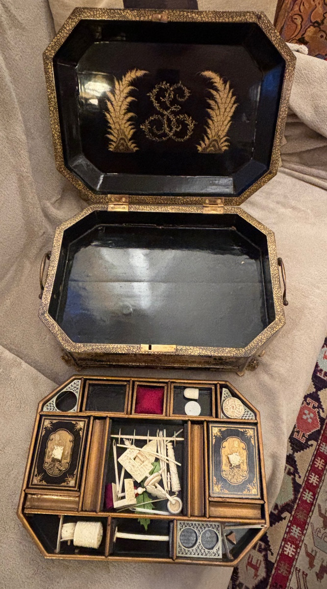 Necessary Box For Lacquered Decoration China Scene Napoleon III Period