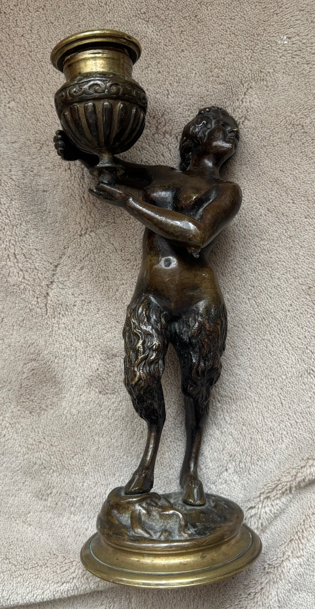 Couple de faunes en bronze Bougeoire-photo-4