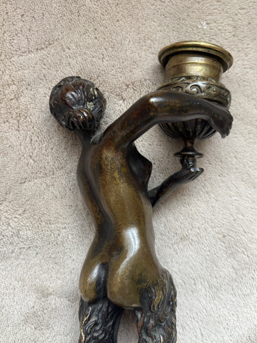 Couple de faunes en bronze Bougeoire-photo-4
