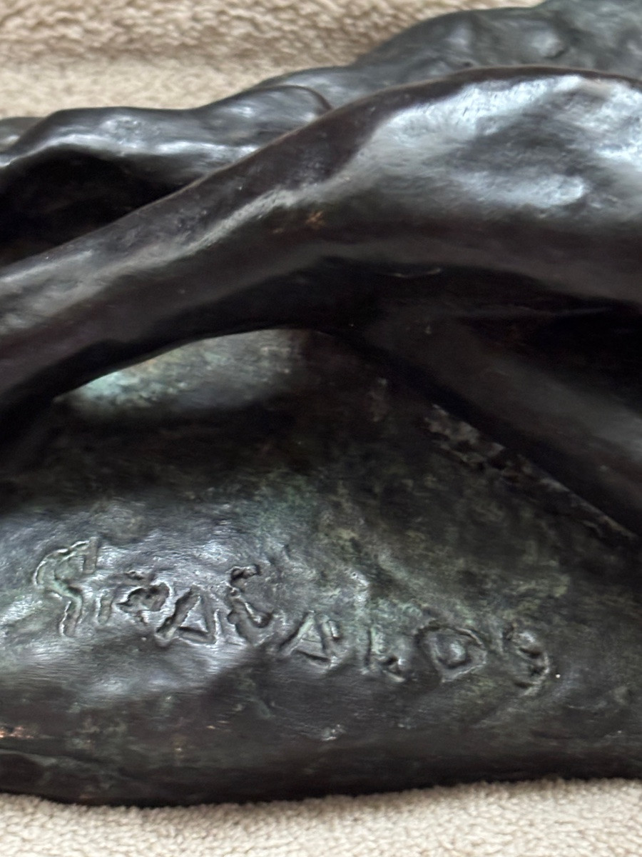 Bronze. Reclining Nude. Signed -photo-4