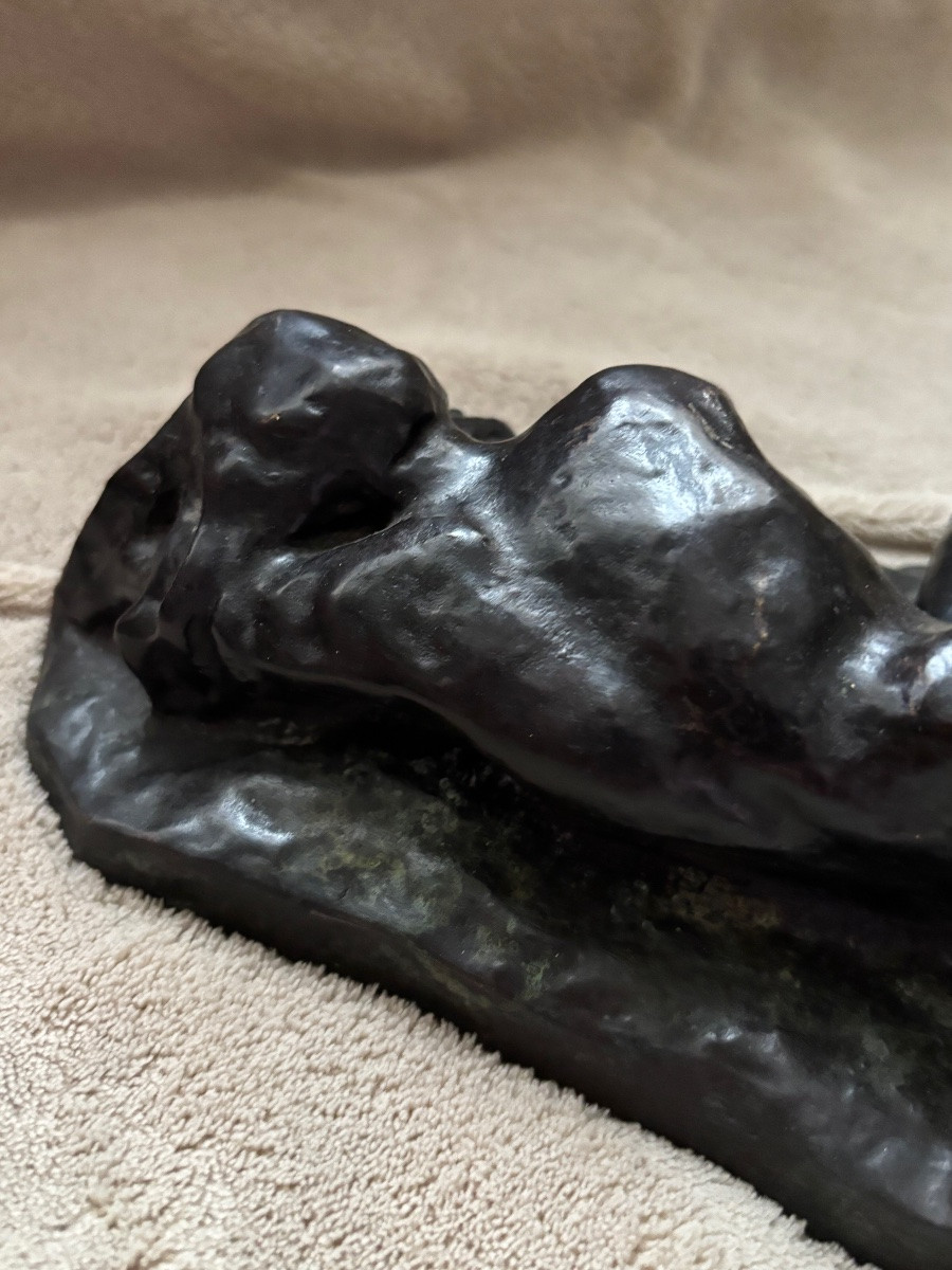 Bronze. Reclining Nude. Signed -photo-3