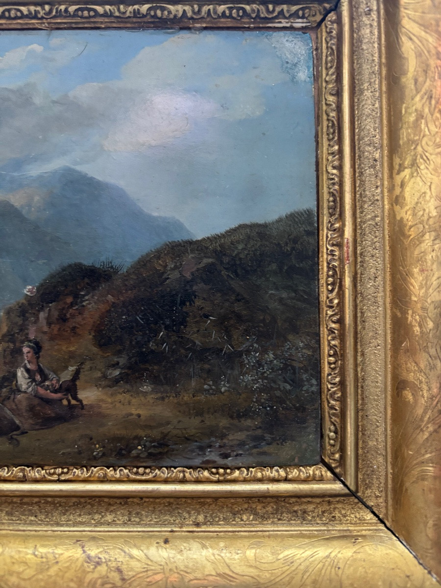 Scène pastorale peint sur cuivre-photo-3