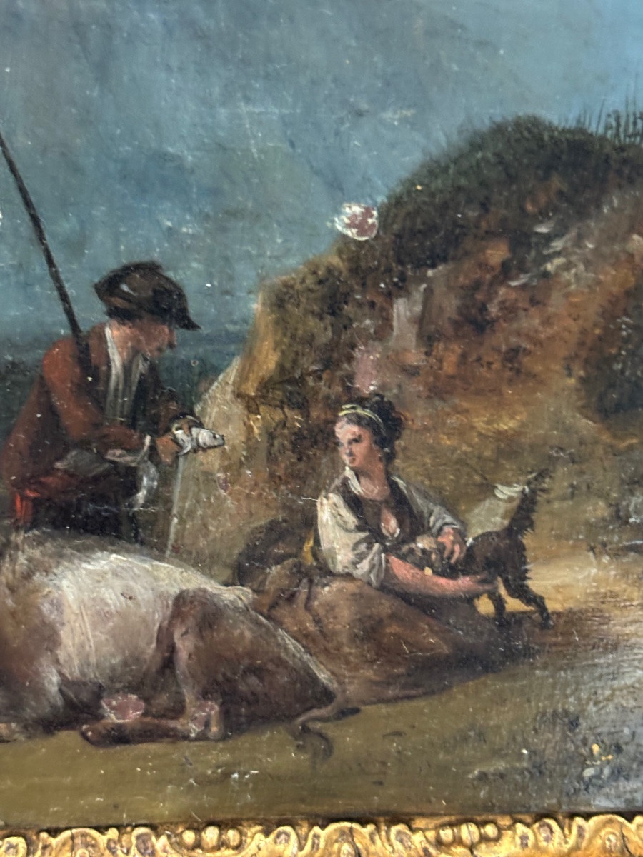 Scène pastorale peint sur cuivre-photo-2