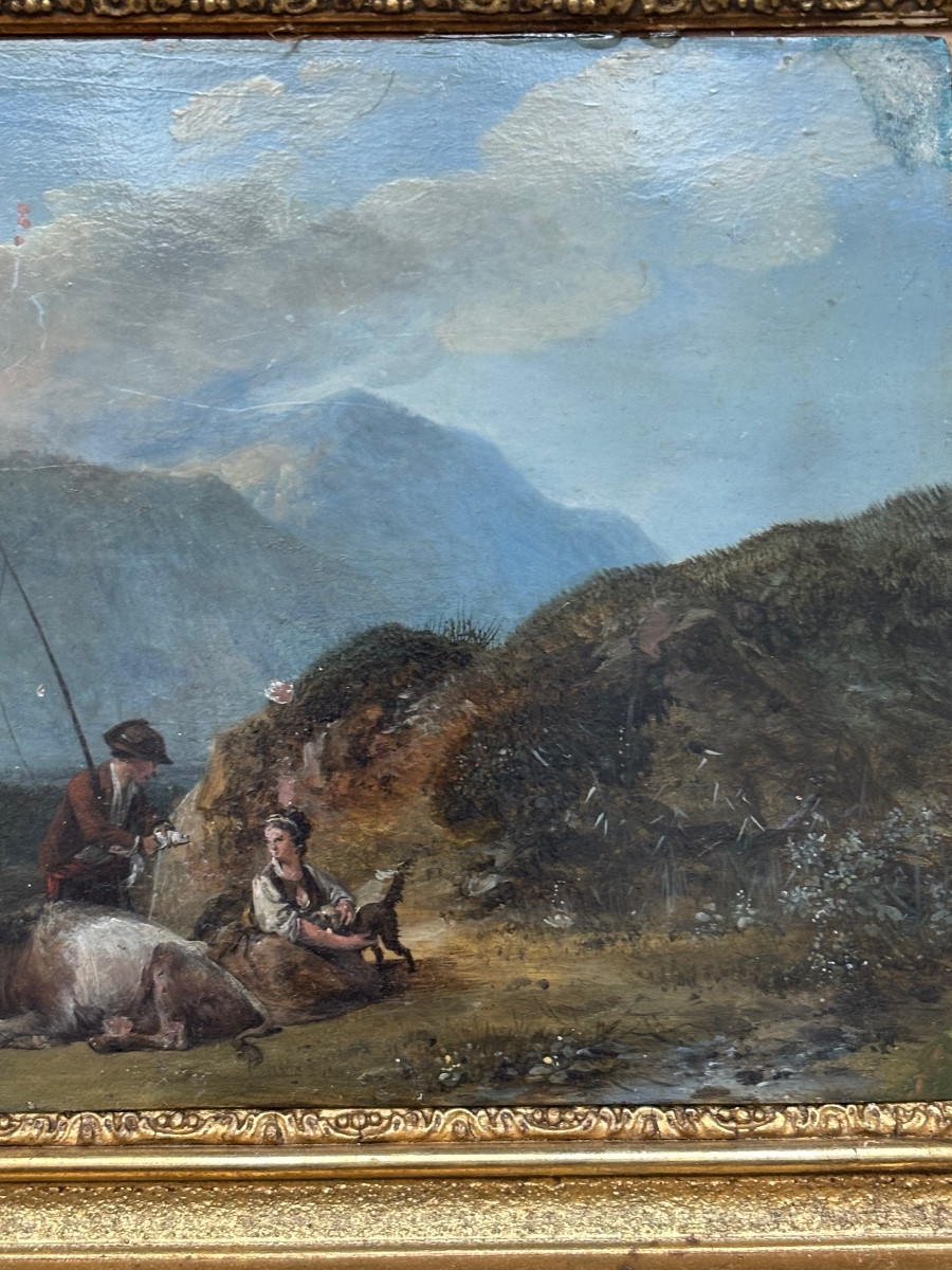 Scène pastorale peint sur cuivre-photo-5