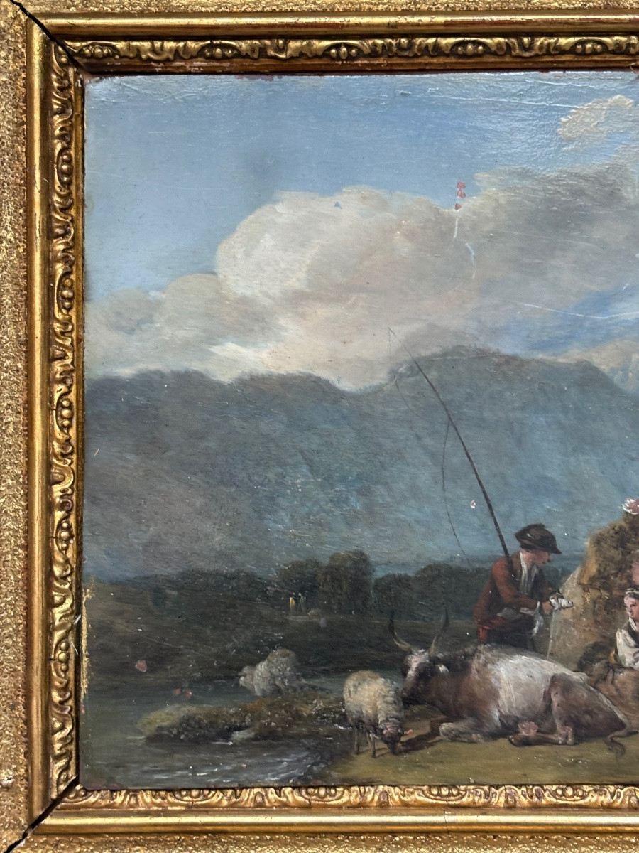 Scène pastorale peint sur cuivre-photo-7