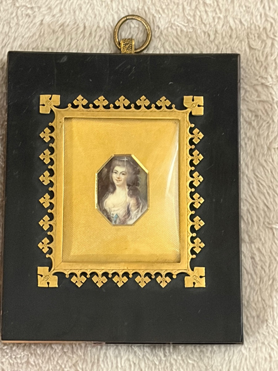 Pair Of Miniature Portraits, 19th Century-photo-4