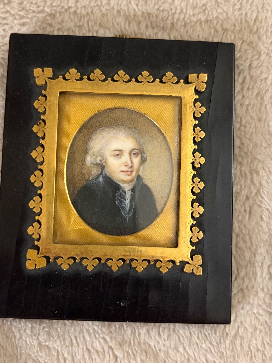 Pair Of Miniature Portraits, 19th Century-photo-3