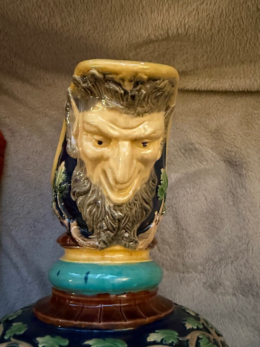 Pair Of Slipware Pitchers With A Character's Head-photo-1